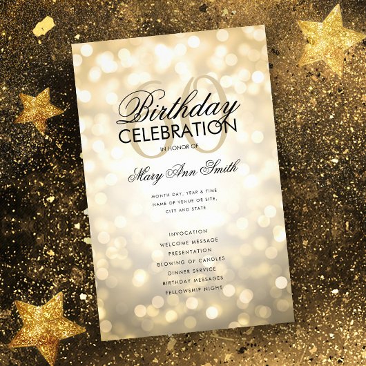 Elegant 60 Birthday Program Licht Gold Menu
