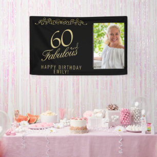 Elegant 60 en Fabulous Birthday Photo Black Spandoek