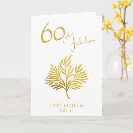 Elegant 60 en Fabulous Gouden Takken 60ste Verjaar Kaart (Gele Bloem)