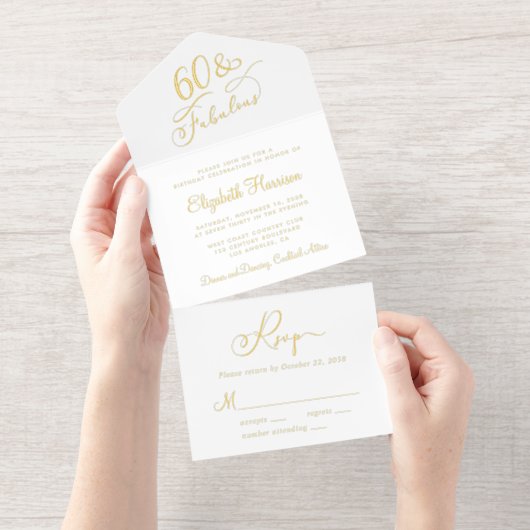 Elegant 60 en fantastisch 60ste verjaardagsfeest all in one uitnodiging (Uittrekbaar)