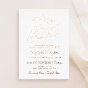 Elegant 60 en fantastisch 60ste verjaardagsfeest folie uitnodiging