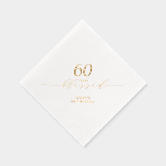 Elegant 60 jaar gezegend volwassen verjaardagsfees folie servetten (Rechts)
