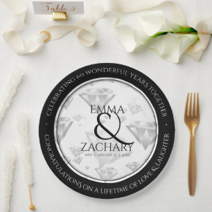 Elegant 60e 75e Diamond Bruiloft Jubileum Papieren Bordje