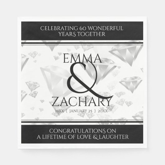 Elegant 60e 75e Diamond Bruiloft Jubileum Servet (Voorkant)