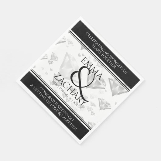 Elegant 60e 75e Diamond Bruiloft Jubileum Servet (Hoek)