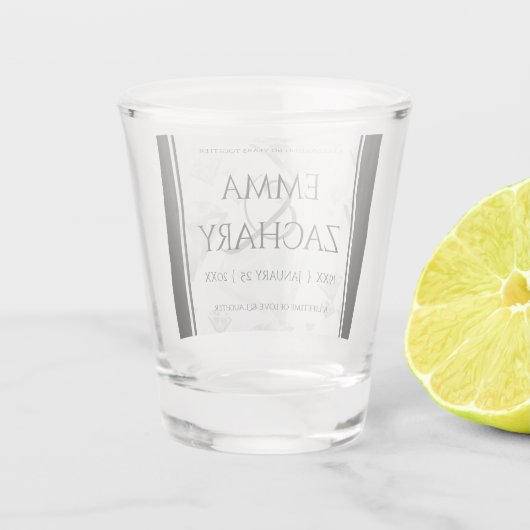 Elegant 60e 75e Diamond Bruiloft Jubileum Shot Glas (Achterkant)