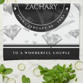 Elegant 60e 75e Diamond Bruiloft Jubileum Theedoek (Gevouwen)