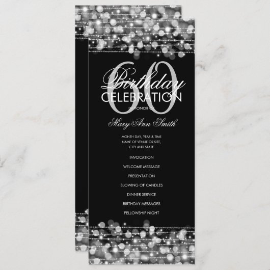 Élégant 60e anniversaire programme de fête Argent  (Devant / Derrière)