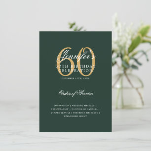 Élégant 60e Anniversaire Programme Gold Green Menu