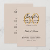 Élégant 60e Anniversaire Programme Gold Menu Champ (Devant / Derrière)