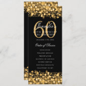 Élégant 60e Anniversaire Programme Gold Menu+Merci (Devant / Derrière)