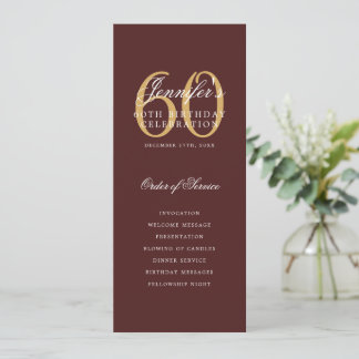 Élégant 60e Programme Gold Bourgogne Menu+Merci