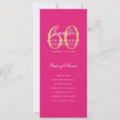 Élégant 60e Programme Gold Hot Pink Menu+Merci (Devant)