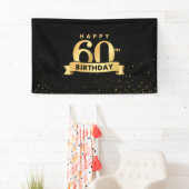 Elegant 60e verjaardag Banner-achtergrond zwart &  Spandoek (Insitu)