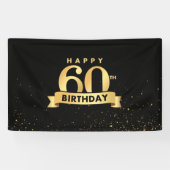 Elegant 60e verjaardag Banner-achtergrond zwart &  Spandoek (Horizontaal)