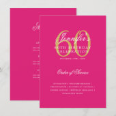 Elegant 60e verjaardag programma Gold Hot Pink Men (Voorkant / Achterkant)