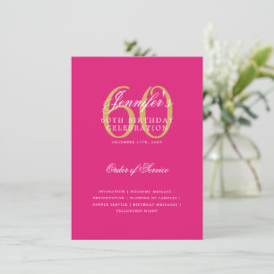 Elegant 60e verjaardag programma Gold Hot Pink Men