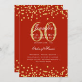 Elegant 60e verjaardag programma Menu Gold Red (Voorkant / Achterkant)