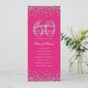 Elegant 60e verjaardag programma Zilver Hot Pink