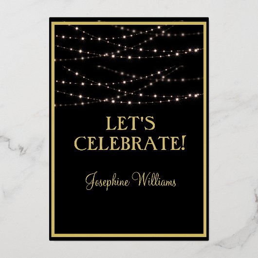 Elegant 60e verjaardag zwart goud folie uitnodiging (Achterkant)