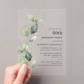 Elegant 60e verjaardagsfeest Eucalyptus Acryl Uitnodigingen (Insitu (Draagbaar))