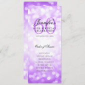 Elegant 60e verjaardagsprogramma Paarse Bokeh Kaart (Voorkant / Achterkant)