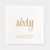 Élégant 60ème anniversaire Mariage de l'or serviet (Recto)