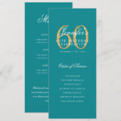 Elegant 60ste Programma Goud Turquoise Menu+Dank j (Voorkant / Achterkant)