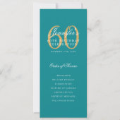 Elegant 60ste Programma Goud Turquoise Menu+Dank j (Voorkant)