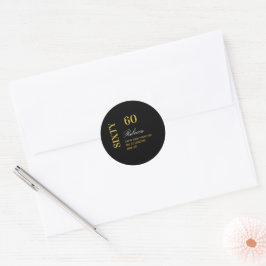 Elegant 60th Birthday Black en Gold Hartelijk dank Ronde Sticker