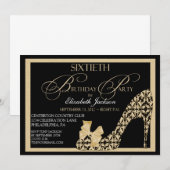 Elegant 60th Birthday Damask Shoe Invitation Kaart (Voorkant / Achterkant)
