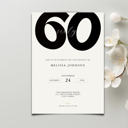 Elegant 60th Birthday Invitation - Minimal Style
