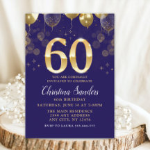 Elegant 60th Birthday Invitation with Gold Ballons