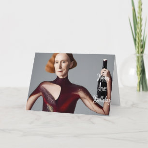 Elegant 60th Birthday Kaart voor een wijnmam