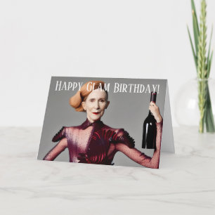 Elegant 60th Birthday Kaart voor een wijnmam