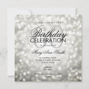 Elegant 60th Birthday Party Silver Glitter Lights Kaart