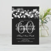 Elegant 60th Birthday Party Silver Hollywood Glam Kaart (Staand voorkant)