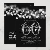 Elegant 60th Birthday Party Silver Hollywood Glam Kaart (Voorkant / Achterkant)