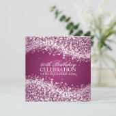Elegant 60th Birthday Party Sparging Wave Berry Kaart (Staand voorkant)