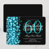 Elegant 60th Birthday Party Sparkles Turquoise Kaart (Voorkant / Achterkant)