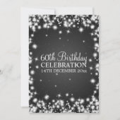 Elegant 60th Birthday Party Winter Sparkle Black Kaart (Voorkant)