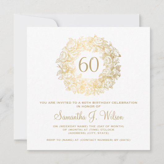 Elegant 60th Birthday  Rozen Gold Kaart (Voorkant)
