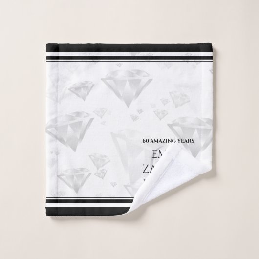 Elegant 60th Diamond Wedding Jubileum Bad Handdoek (Wasdoekje)