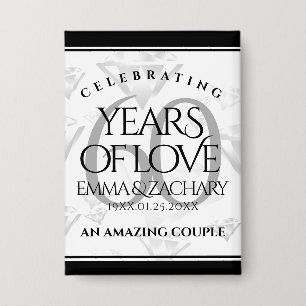 Elegant 60th Diamond Wedding Jubileum Button