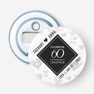 Elegant 60th Diamond Wedding Jubileum Button Flesopener