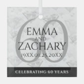 Elegant 60th Diamond Wedding Jubileum Glas Ornament (Voorkant)