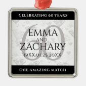 Elegant 60th Diamond Wedding Jubileum Metalen Ornament (Voorkant)