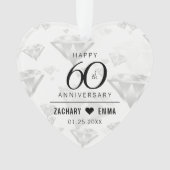 Elegant 60th Diamond Wedding Jubileum Ornament (voorkant)