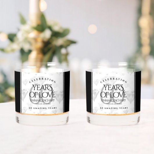 Elegant 60th Diamond Wedding Jubileum Whisky Glas (Insitu (Huwelijk))