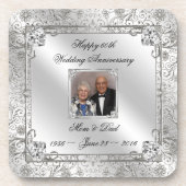Elegant 60th Wedding Jubileum Foto Onderzetter (Voorkant)